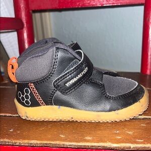 Vivo barefoot Black and Orange Baby Walker Shoes Slip-On Design